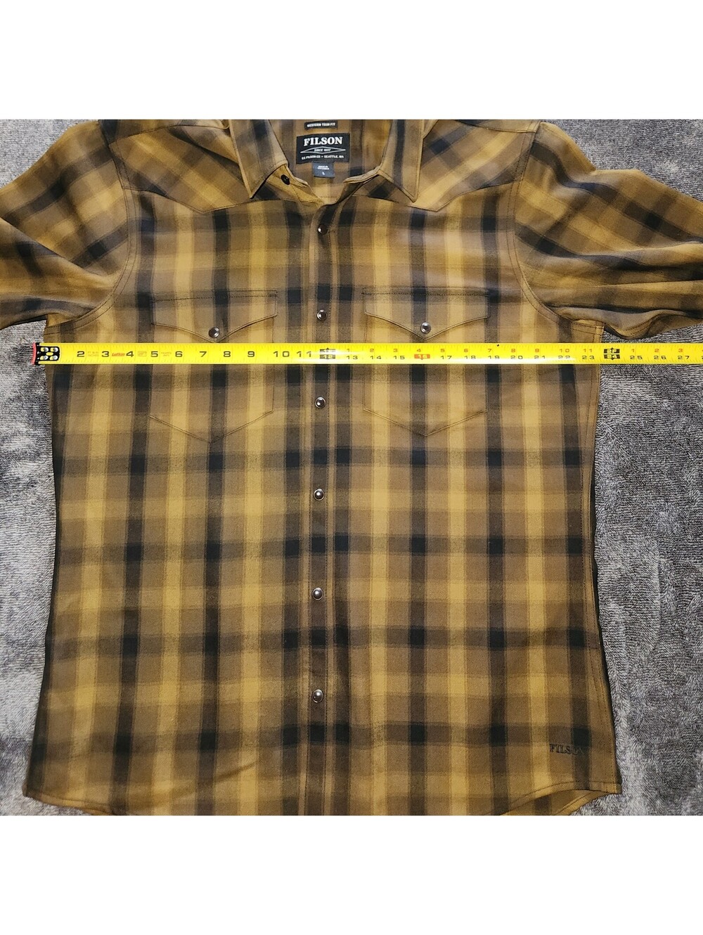 Filson Western Trim Slim Button Front Shirt Long Sleeves Large Plaid 100% Wool - Picture 7 of 10